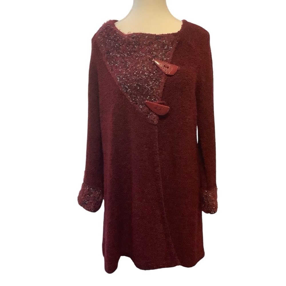 CHERIE BLISS RED LONG SLEEVE BUTTON DETAIL SWEATER/ CARDIGAN/ Size O/S